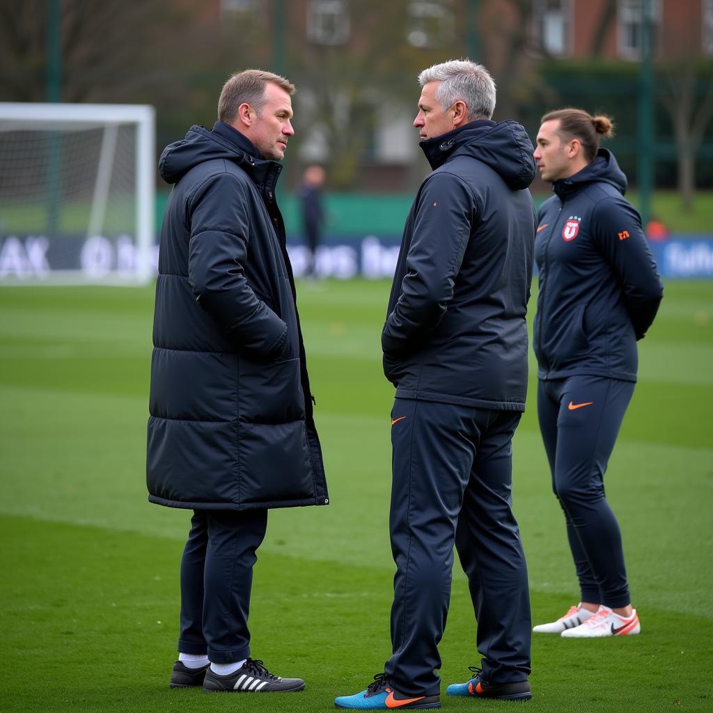 Erling Haaland discussing tactics with the manager