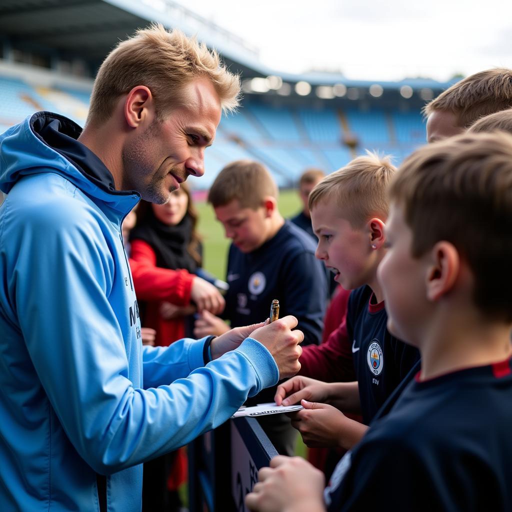 Haaland interacts with young fans