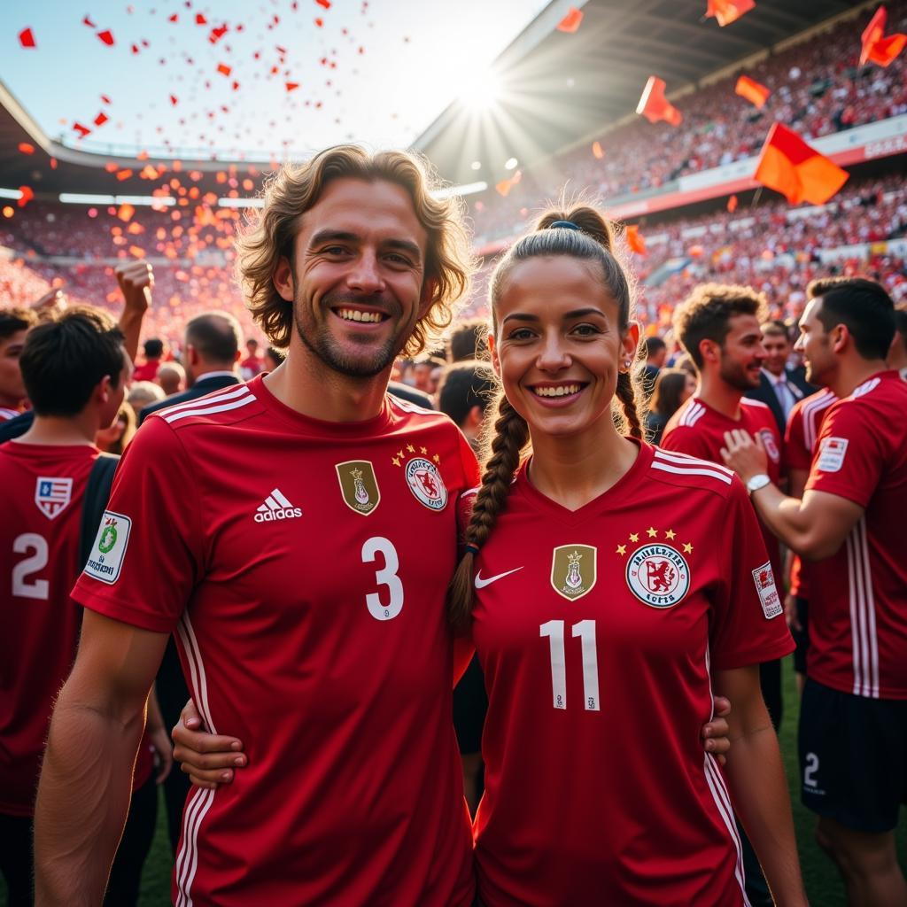 Haaland and Isabel Johansen Celebrating