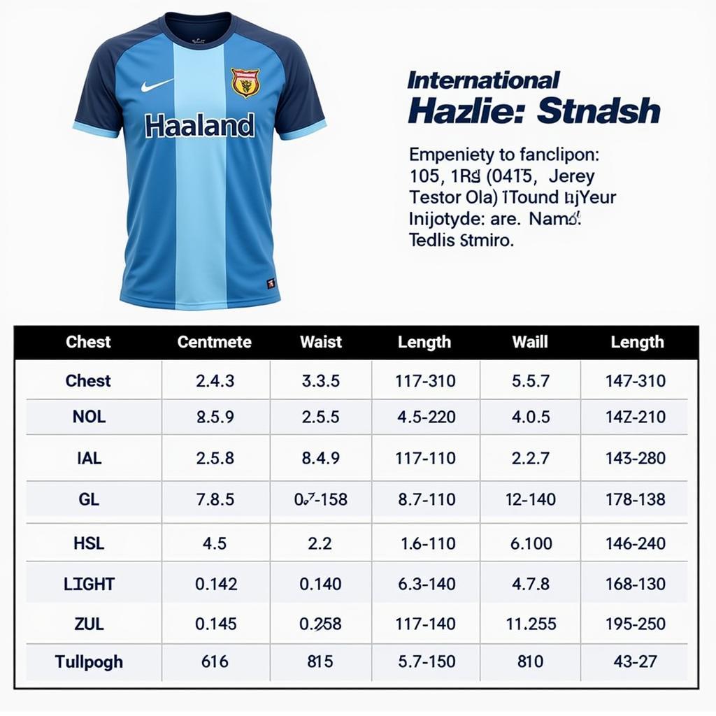 Haaland Jersey Size Chart