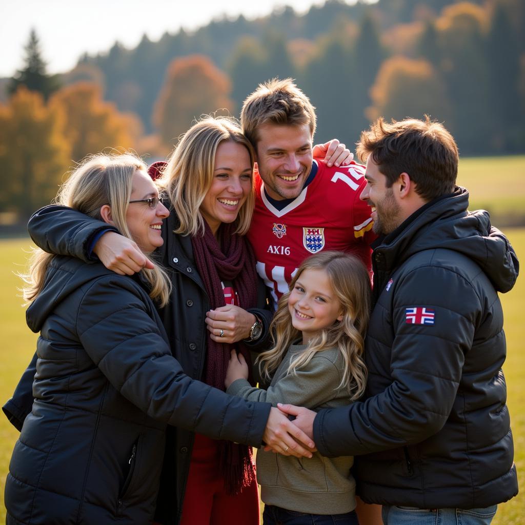 Erling Haaland and his family celebrating a victory