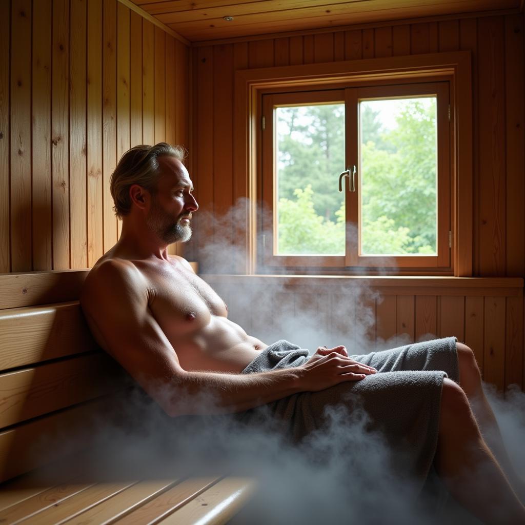 Erling Haaland relaxing in a traditional sauna in Khanh Hoa