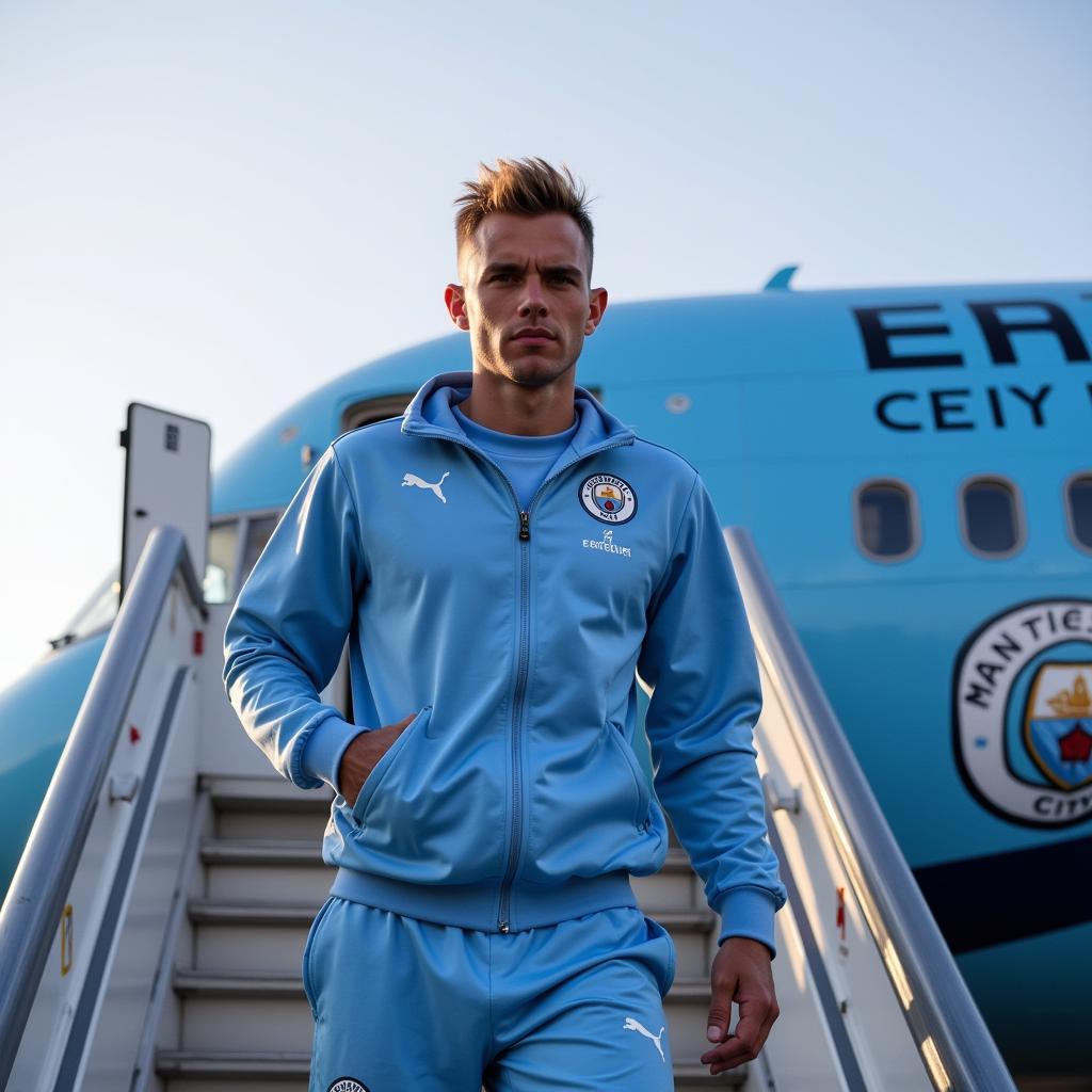 Haaland Kid Arriving at Manchester City