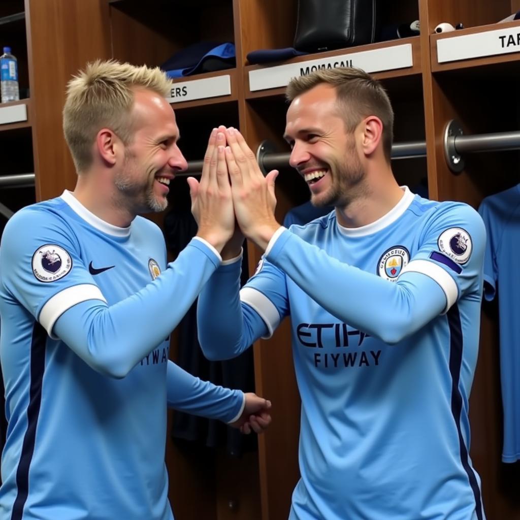 Haaland and Kitman Celebrating After a Win