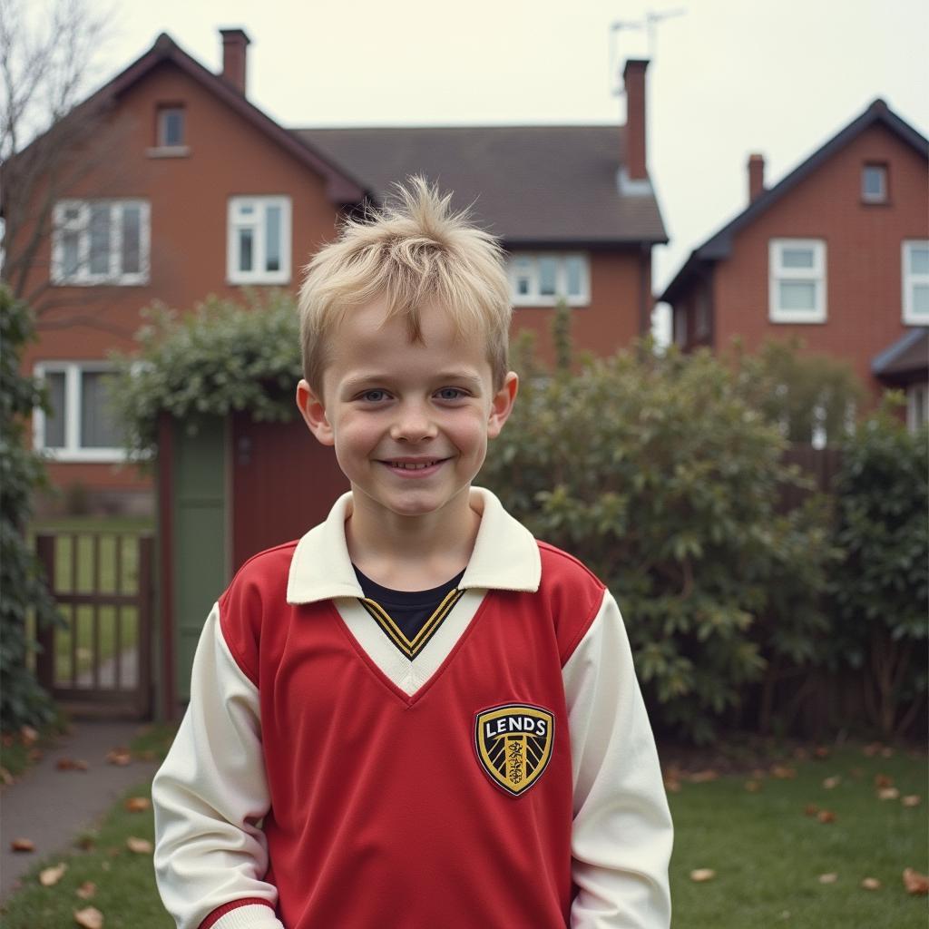 Erling Haaland as a child wearing a Leeds United kit