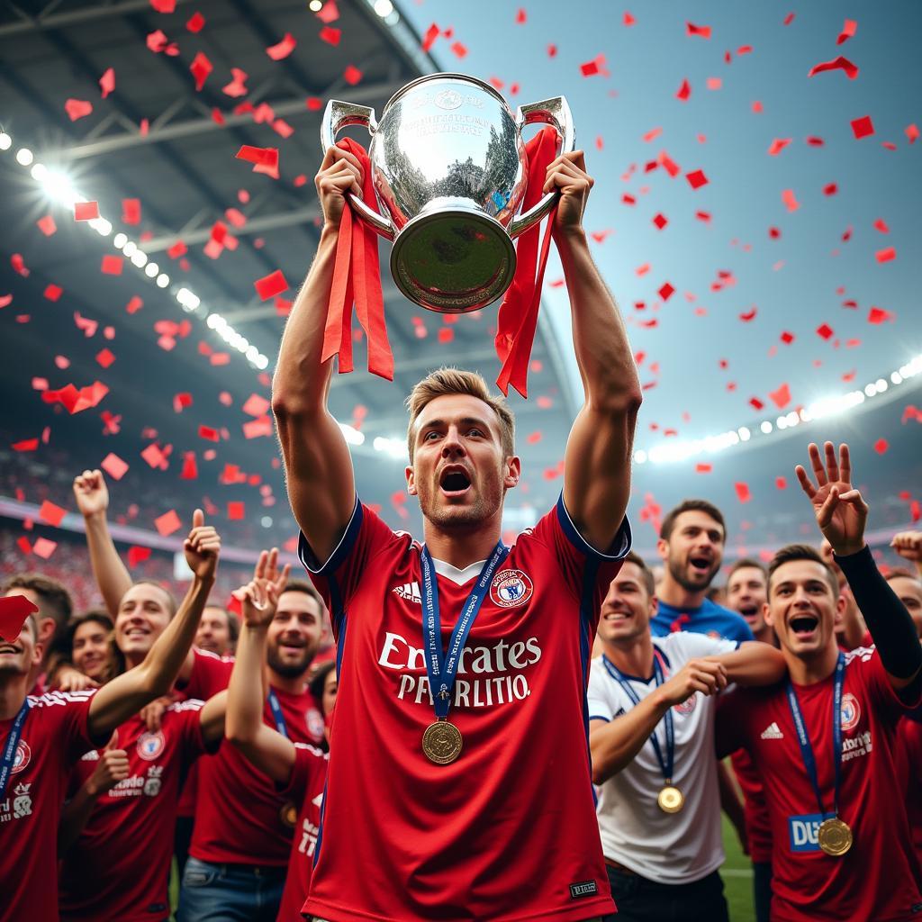 Haaland Lifting the Champions League Trophy