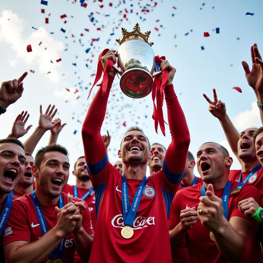 Haaland lifting the Premier League trophy