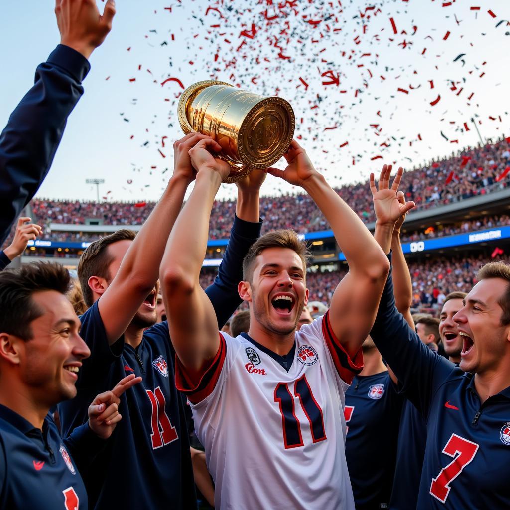 Haaland Lifting Trophy With Teammates