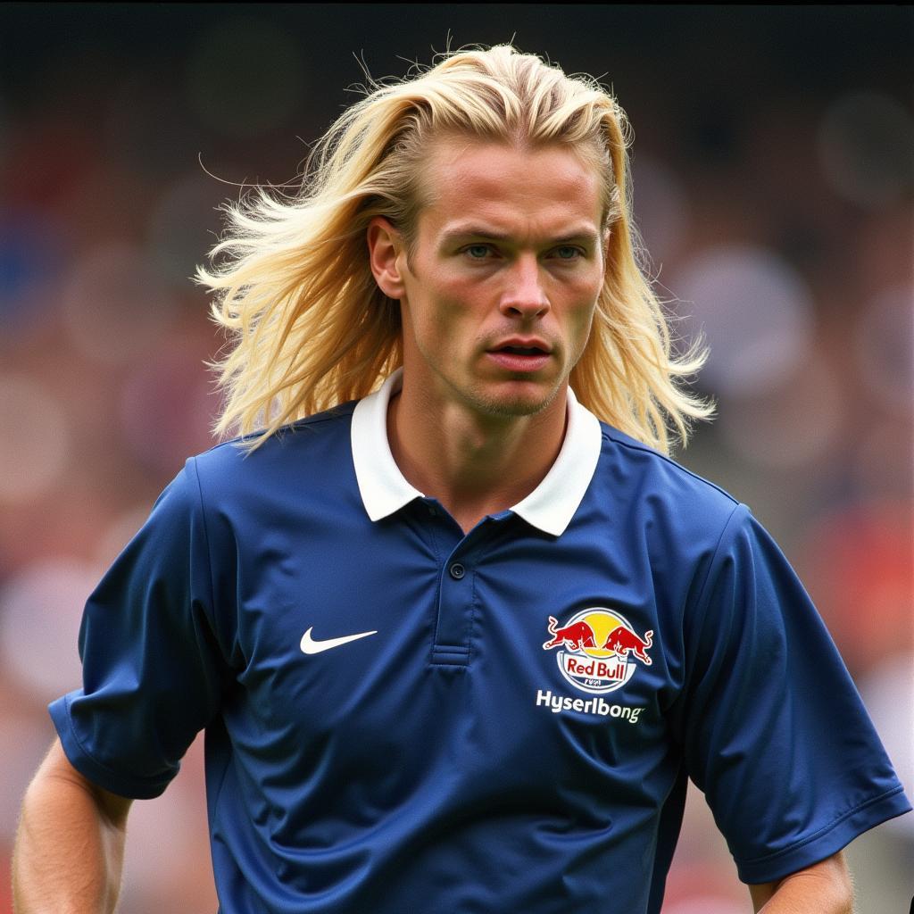 Erling Haaland with long hair during his early career