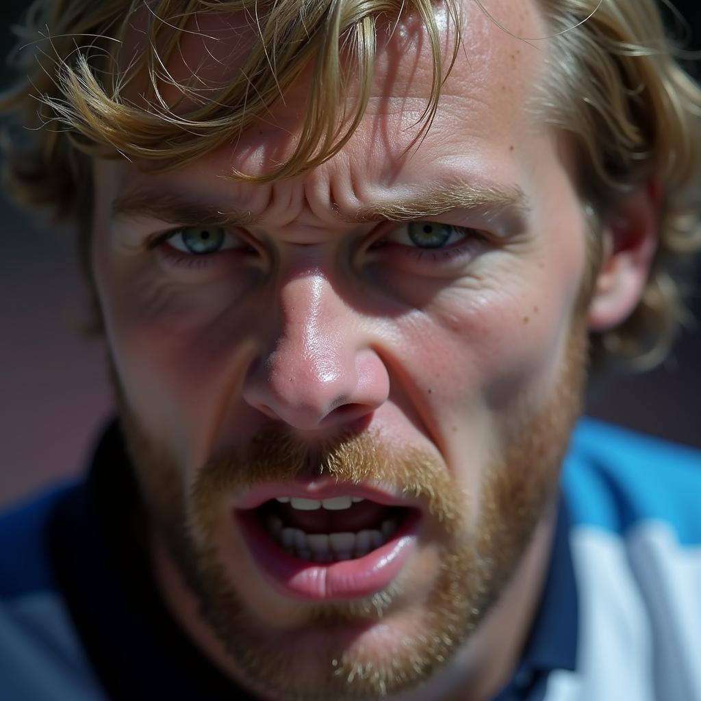 Erling Haaland with a determined expression during a football match