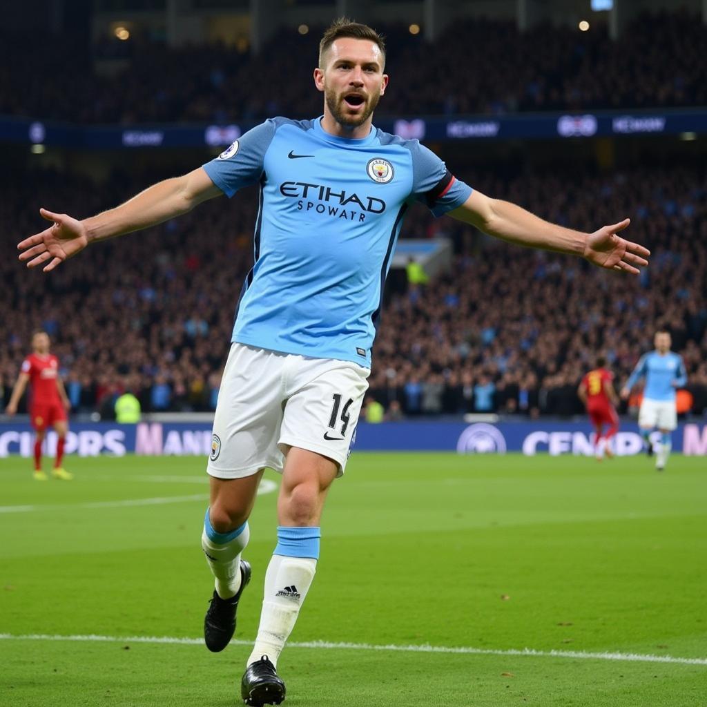 Erling Haaland celebrating a goal for Manchester City