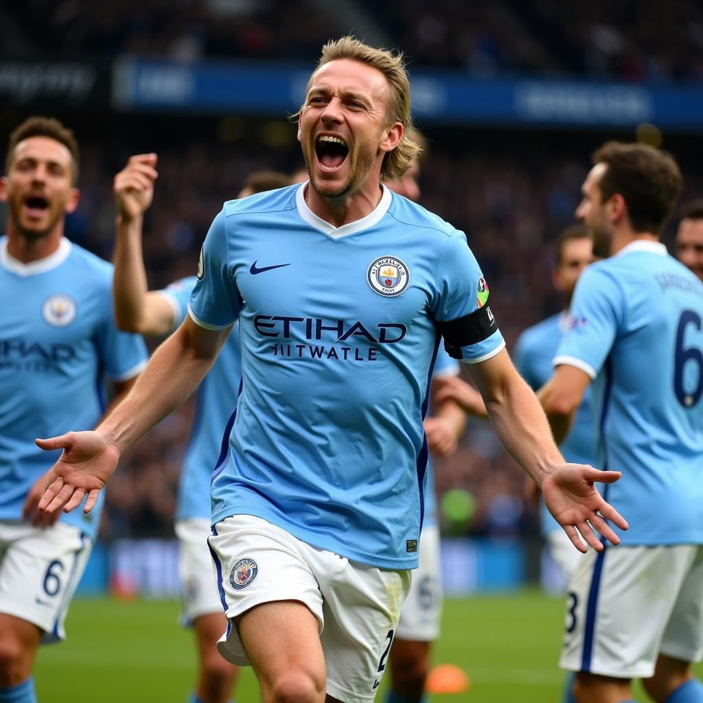 Erling Haaland Celebrating a Goal for Manchester City