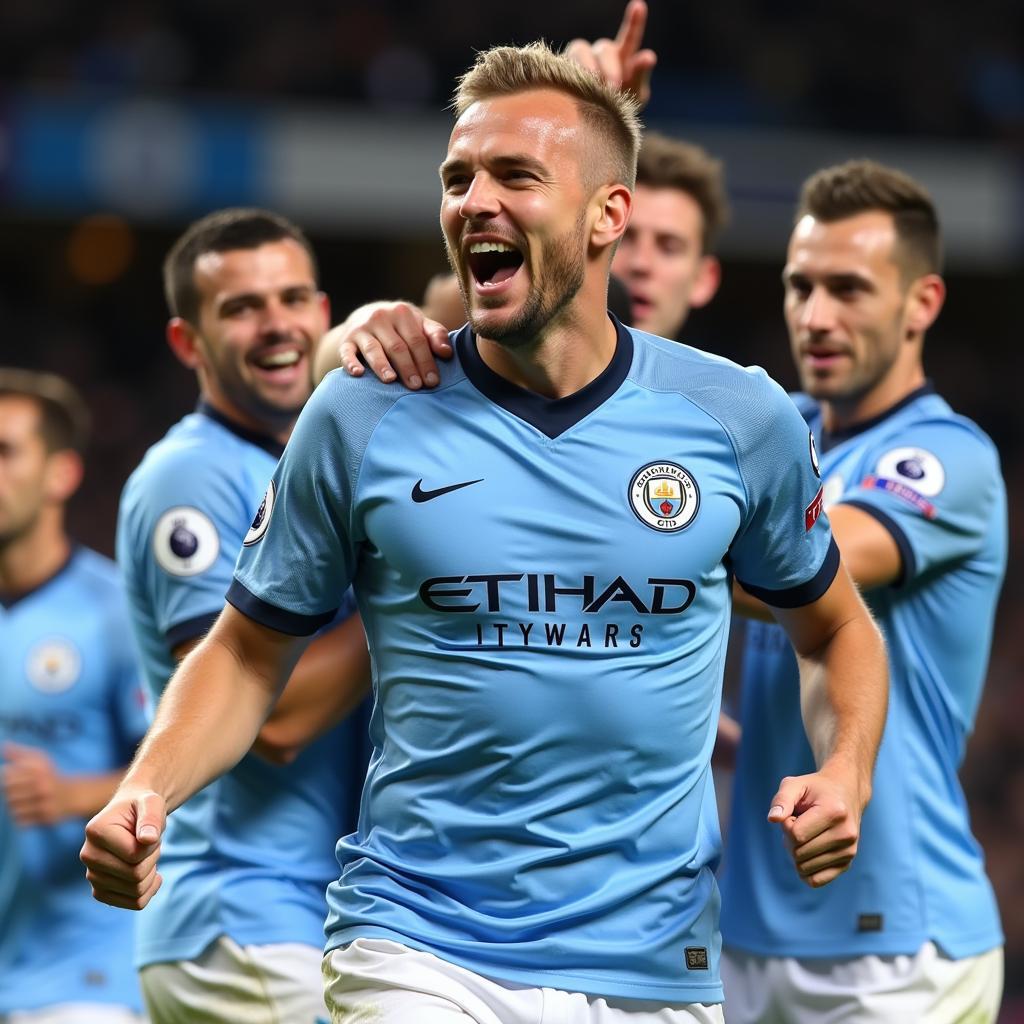 Haaland Celebrating a Goal for Manchester City