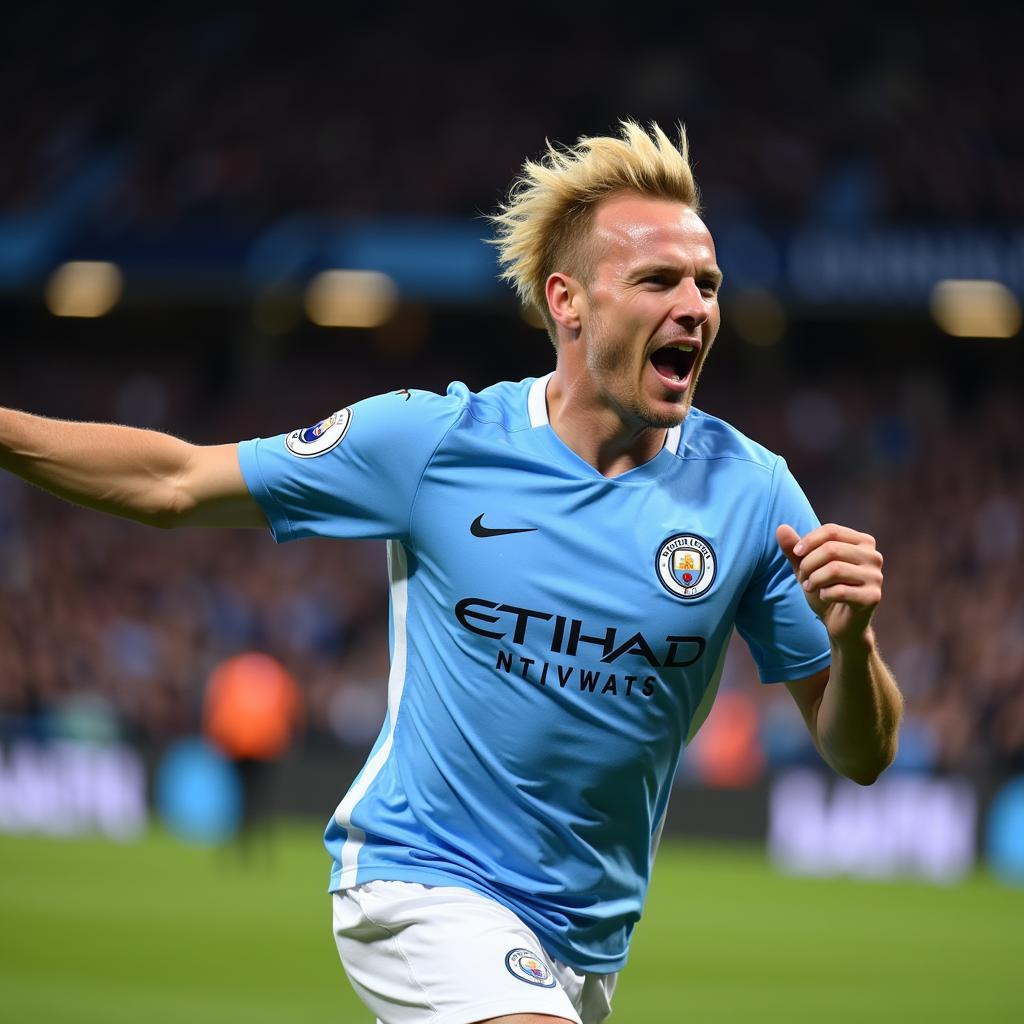 Haaland Celebrating a Goal for Man City