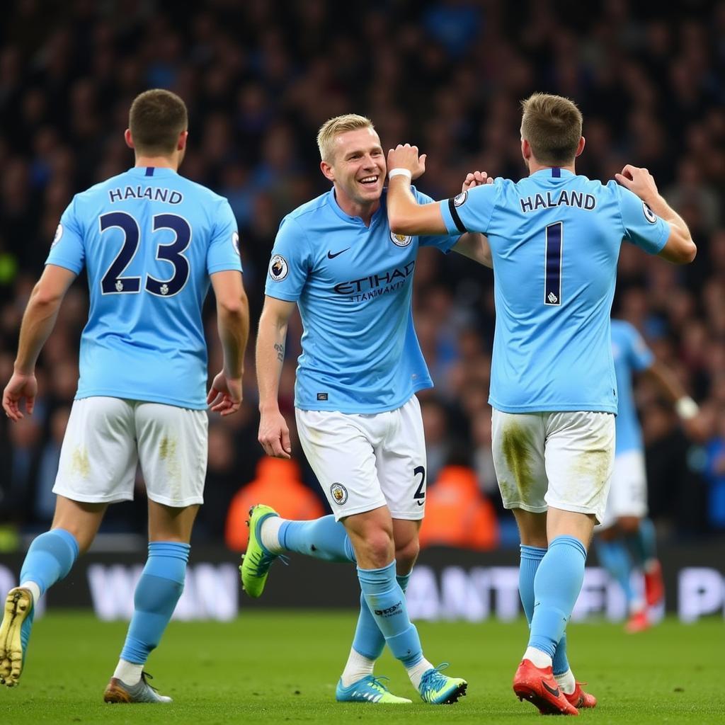 Haaland Celebrating a Goal at Manchester City