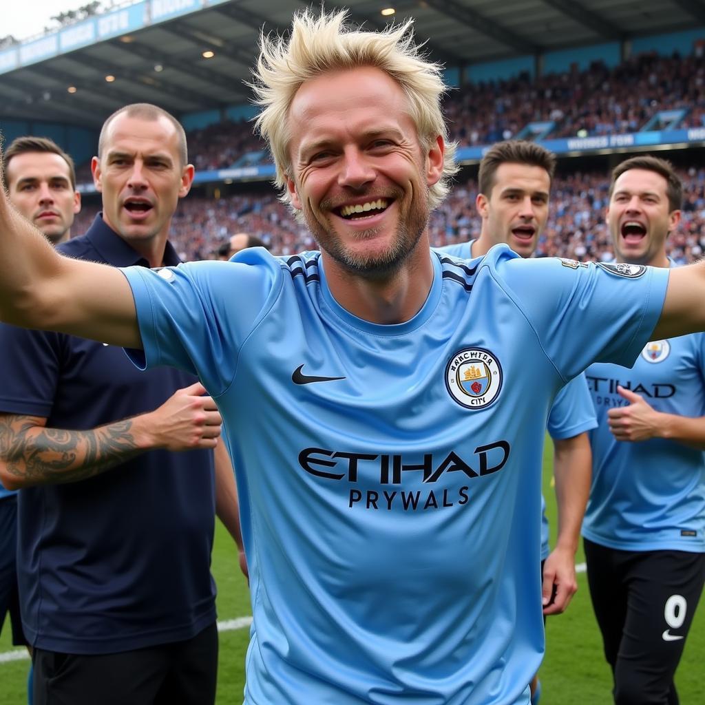 Haaland Celebrates with Man City Fans