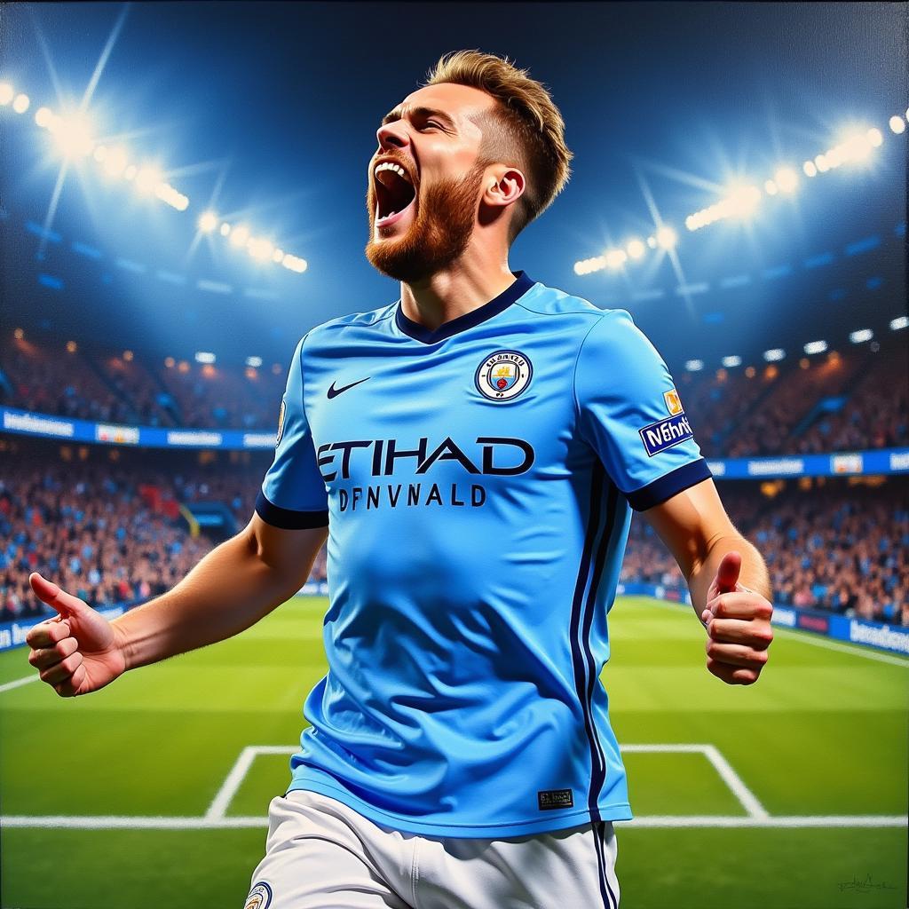 Erling Haaland Man City Celebration Painting