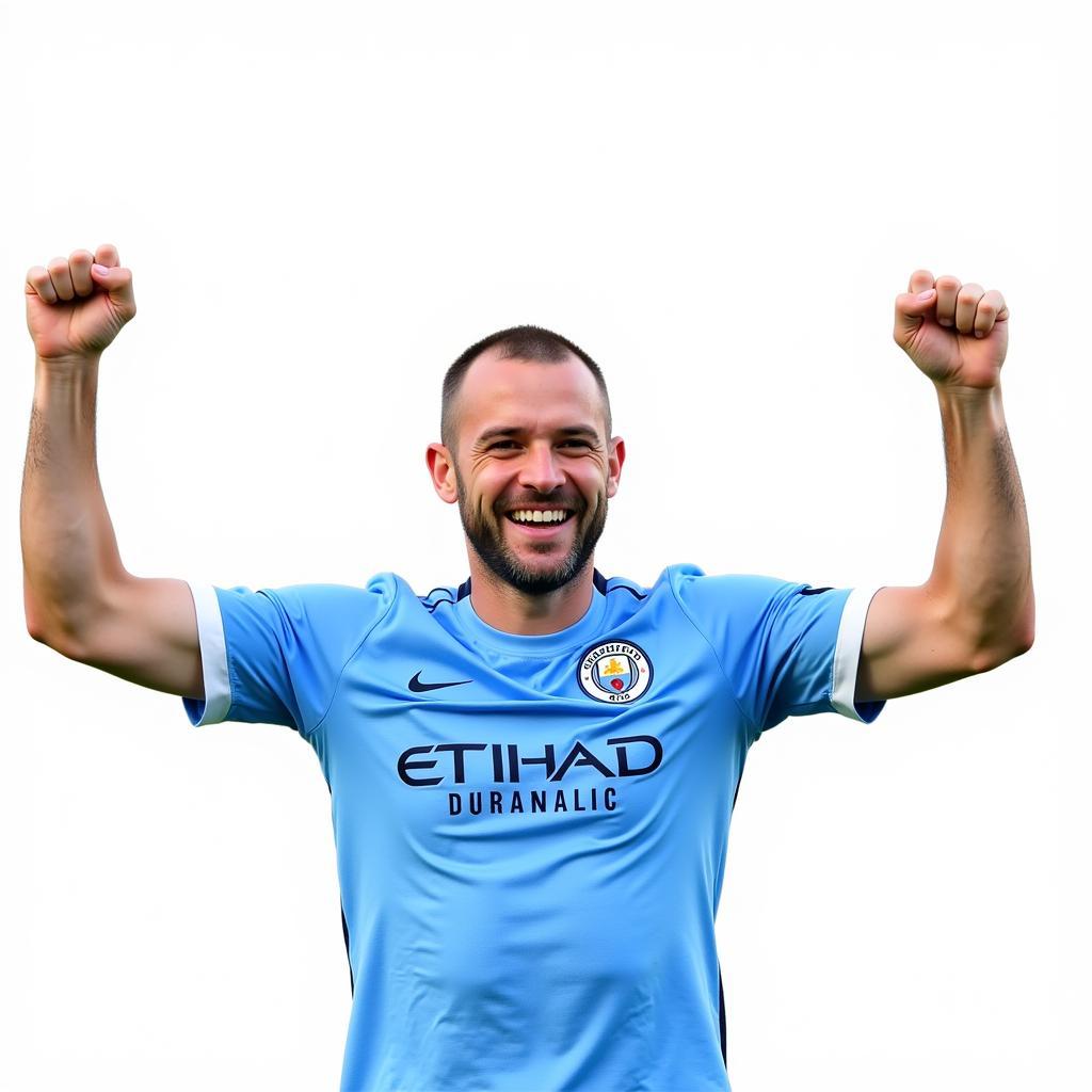 Erling Haaland Celebrating in a Manchester City Jersey (PNG)