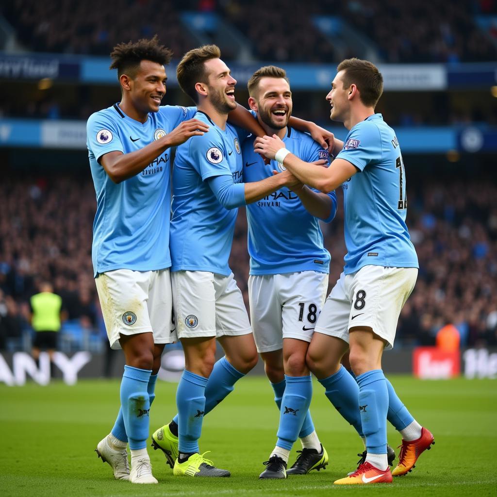 Haaland Celebrating a Man City Win in the Premier League