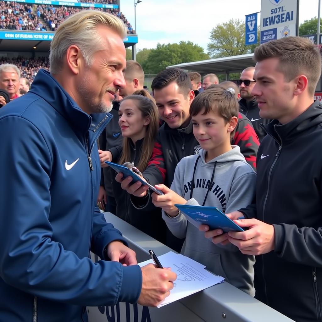 Erling Haaland interacts with Manchester City fans