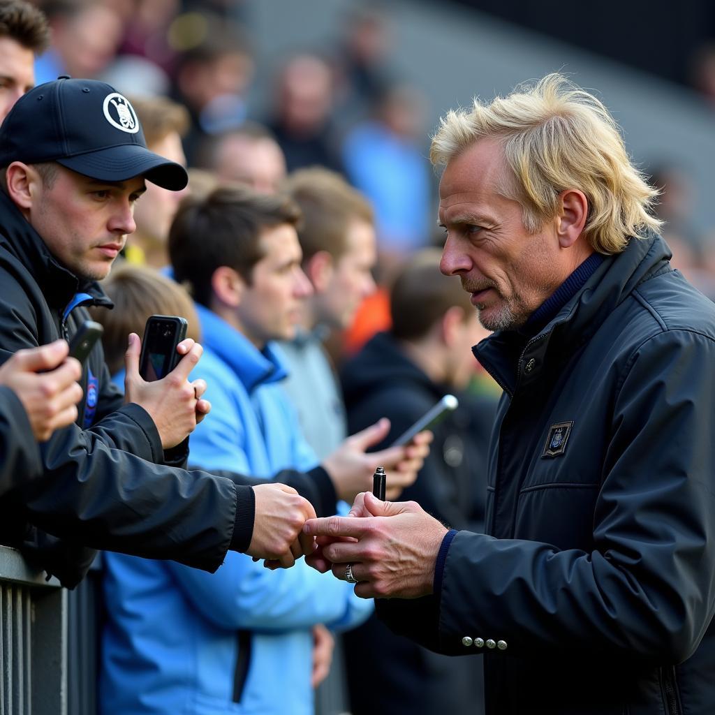 Haaland interacting with Man City Fans