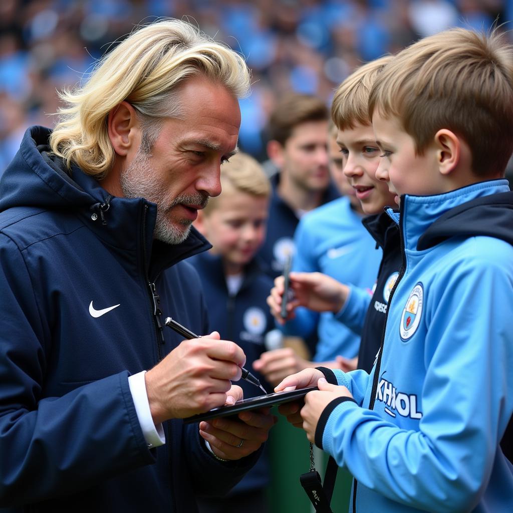 Haaland interacting with Man City fans