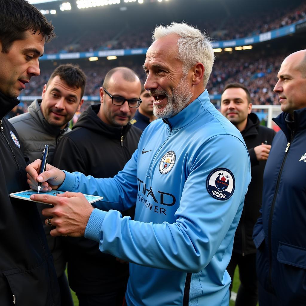 Erling Haaland interacts with Manchester City fans