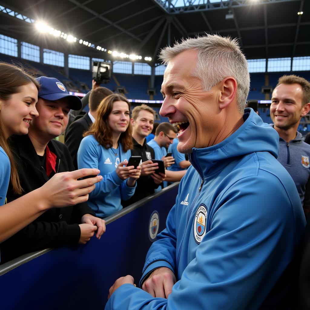 Haaland interacts with Man City fans