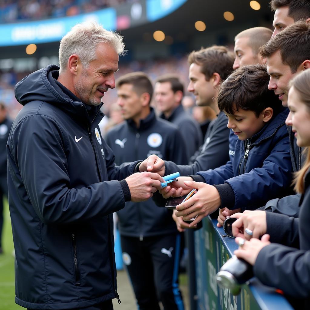 Haaland interacting with Man City fans