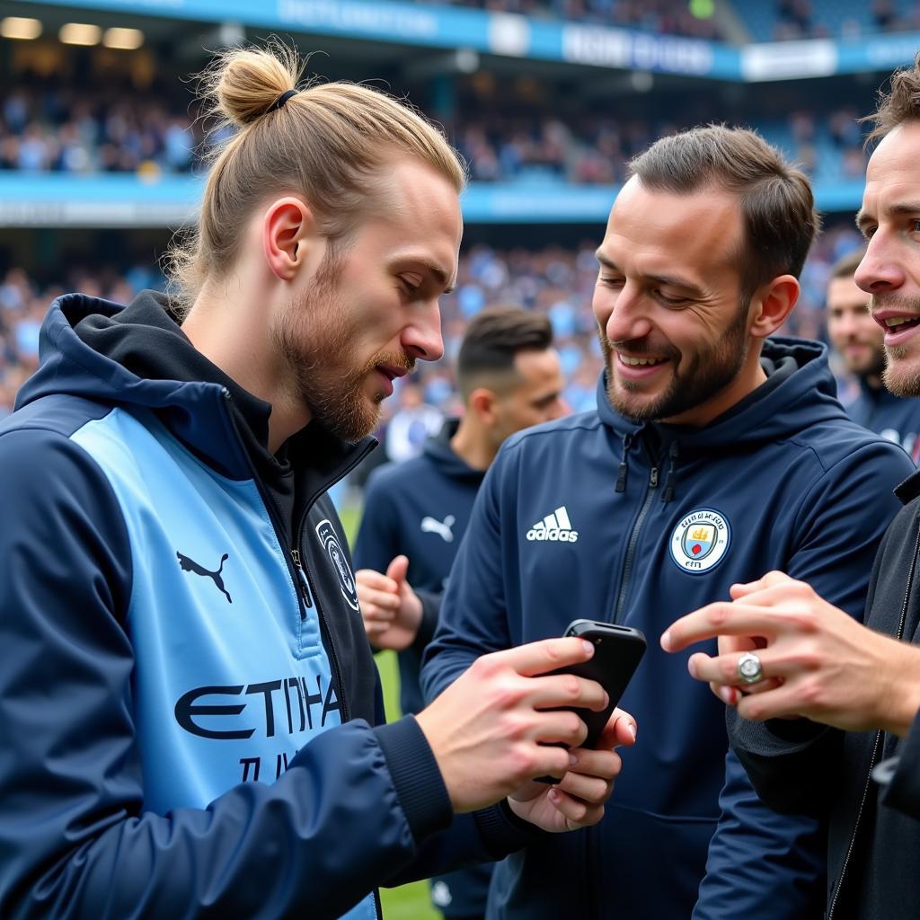 Haaland interacting with Man City Fans