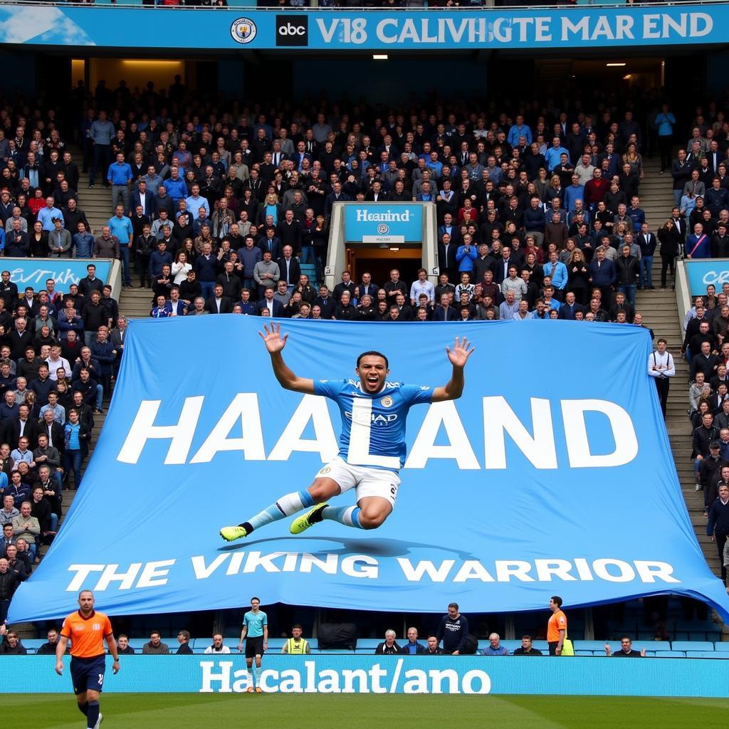 Haaland Man City Fan Banner at Etihad Stadium