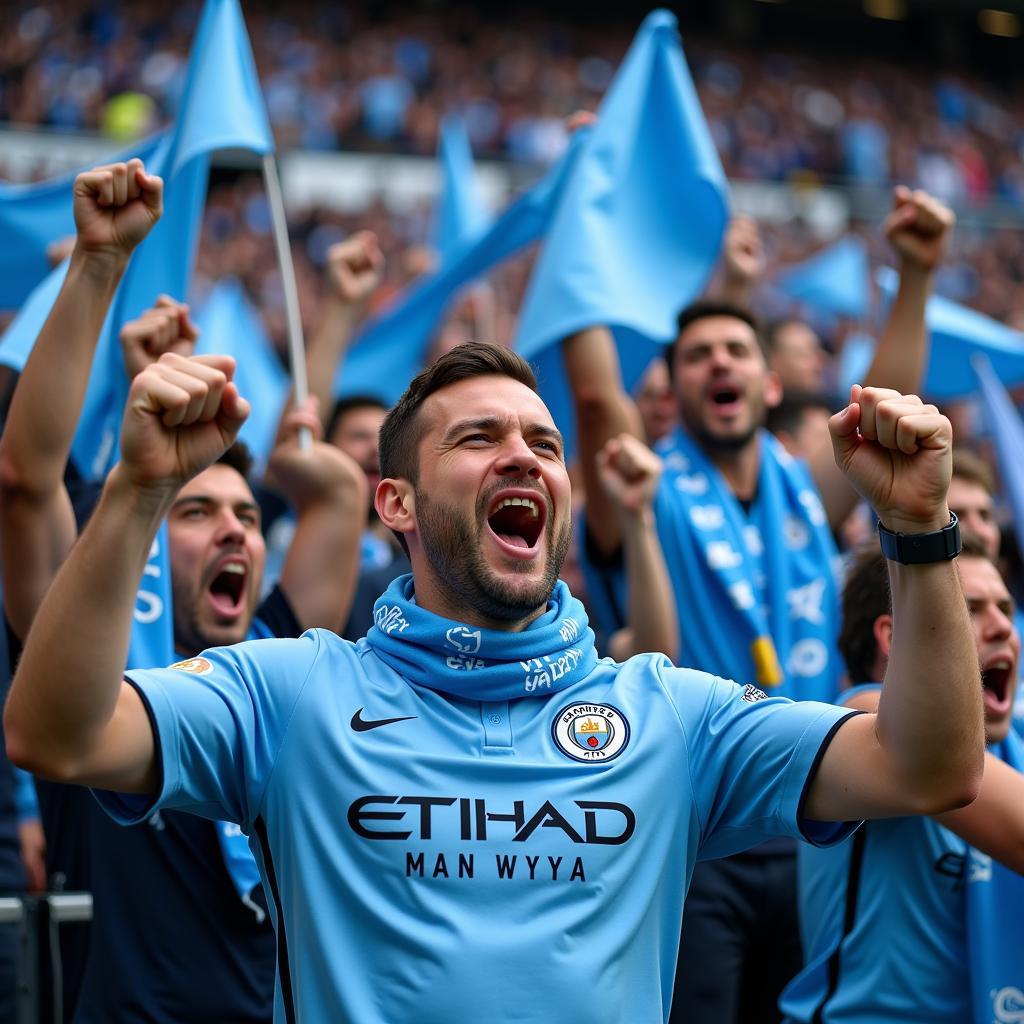 Haaland Man City Fans Celebrating a Goal