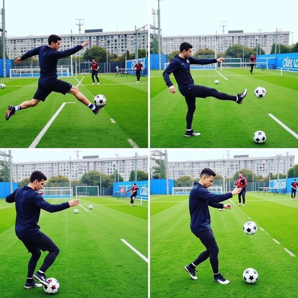 Haaland practicing his finishing drills at the City Football Academy