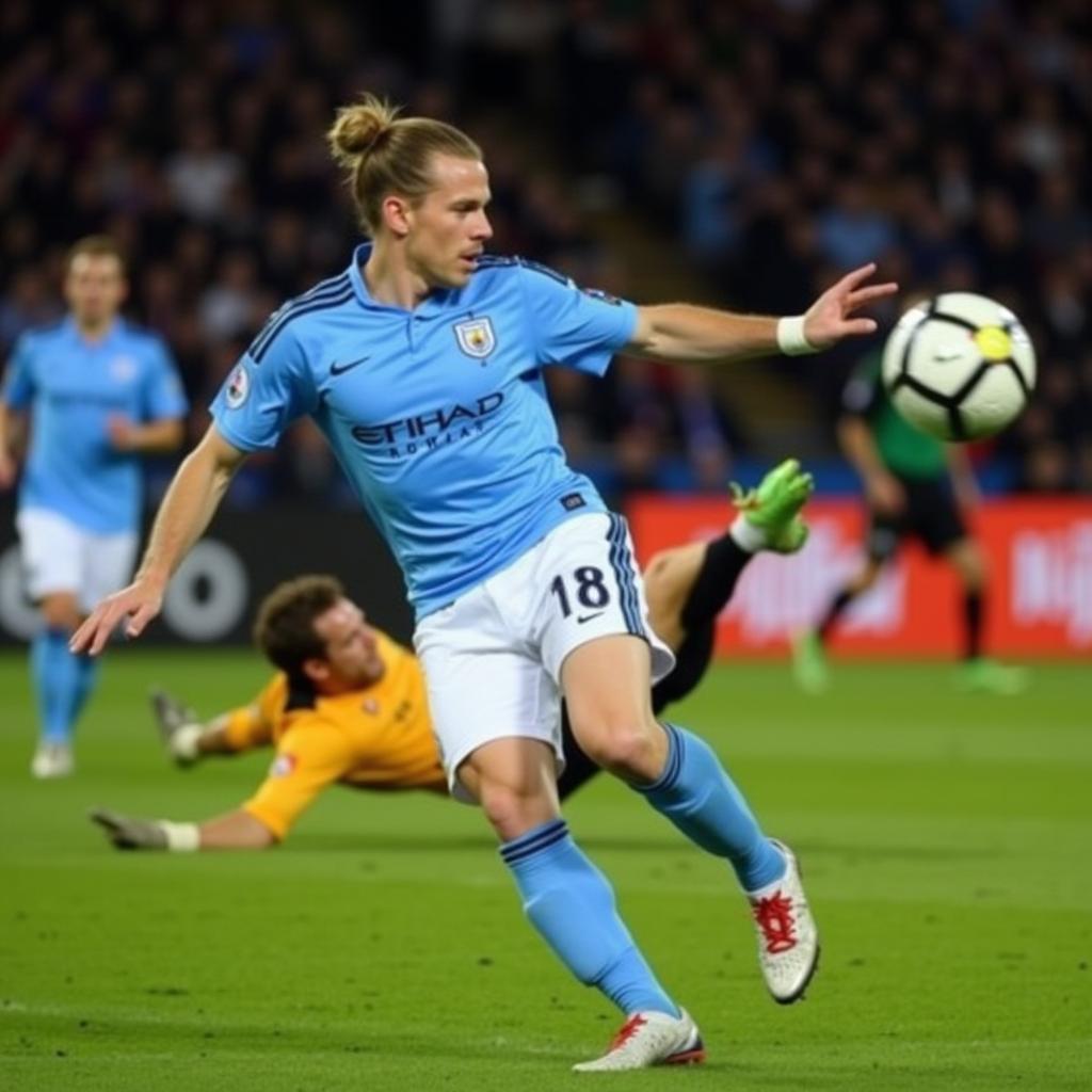 Erling Haaland Scoring a Goal for Manchester City