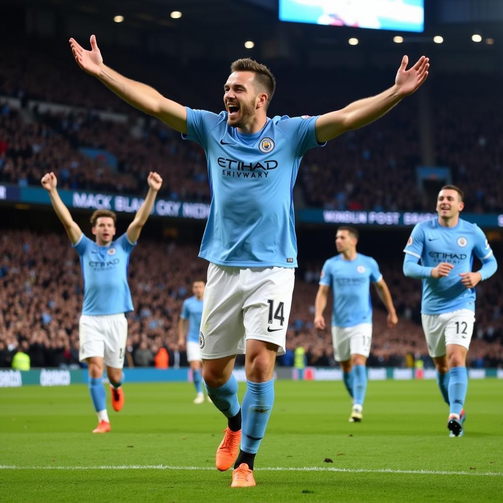 Haaland celebrates a goal for Man City