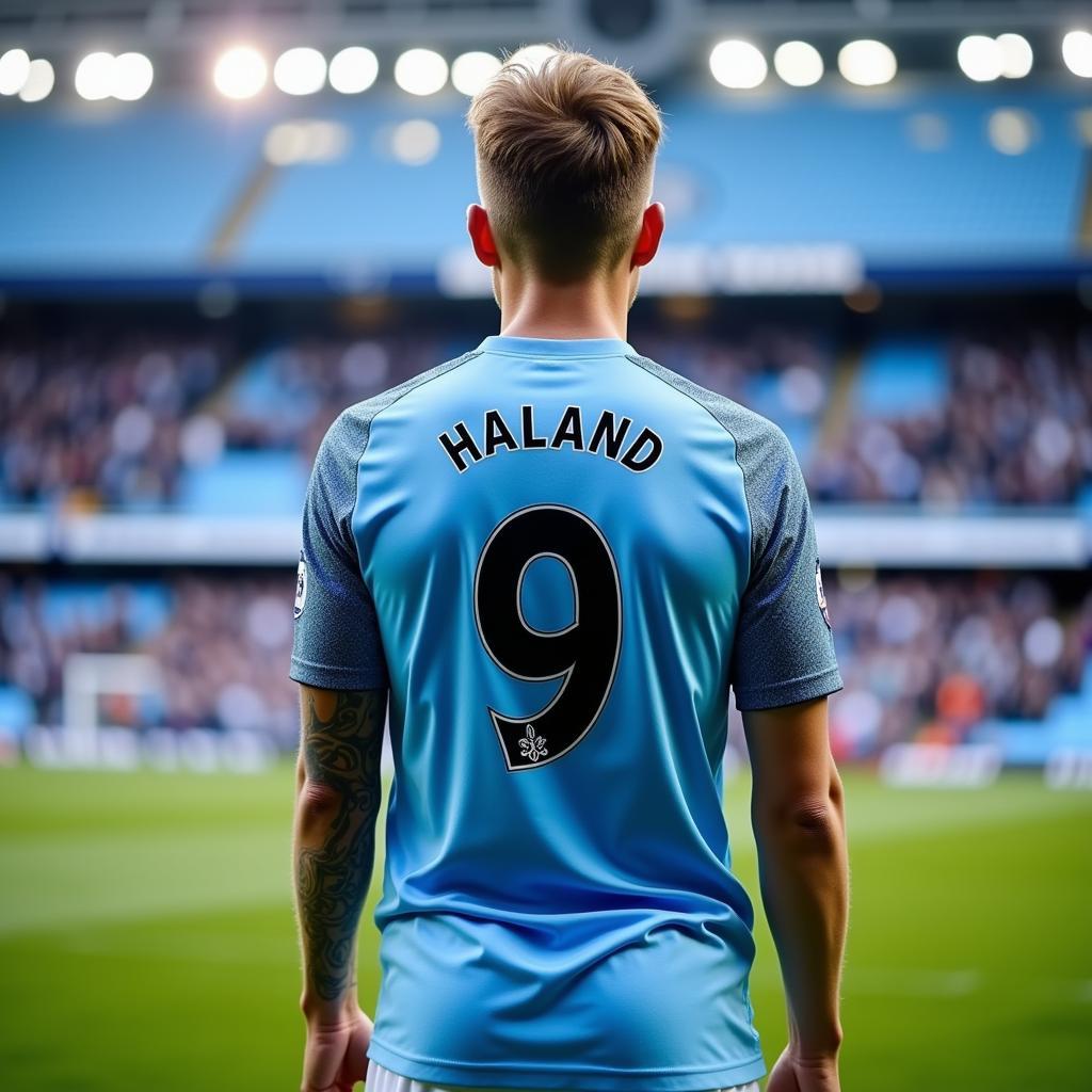 Haaland in the City Number 9 Jersey - An Iconic Image