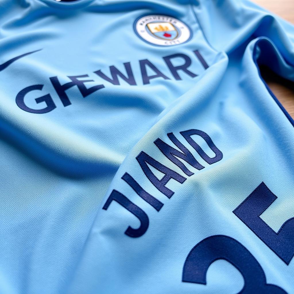 Close-up of Haaland's Man City Jersey