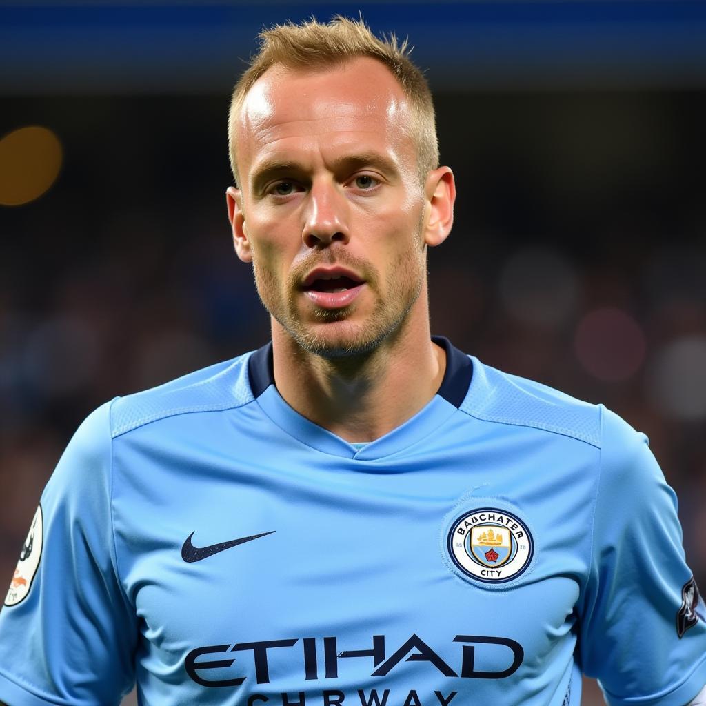 Haaland portrait in his Man City jersey