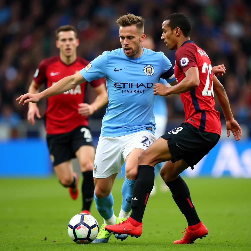 Haaland in action as a striker for Man City