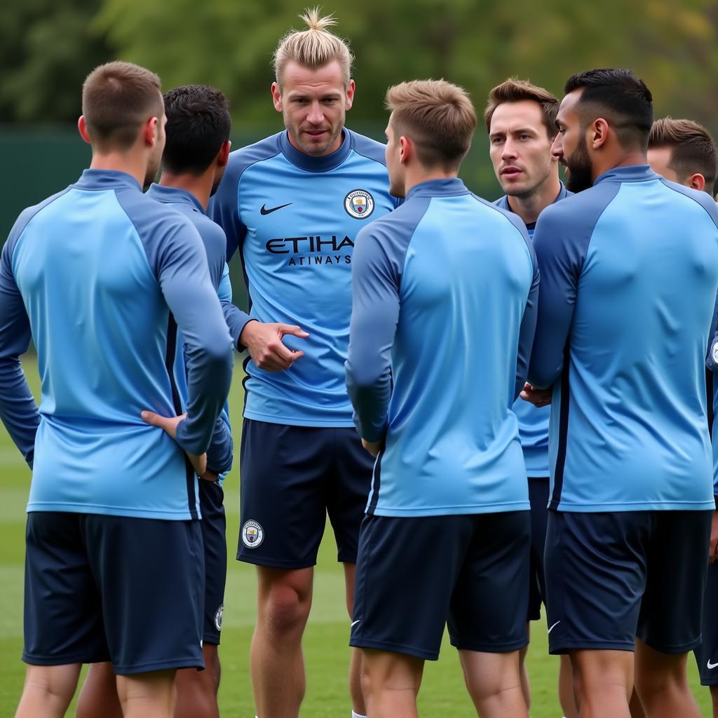 Erling Haaland with Manchester City teammates