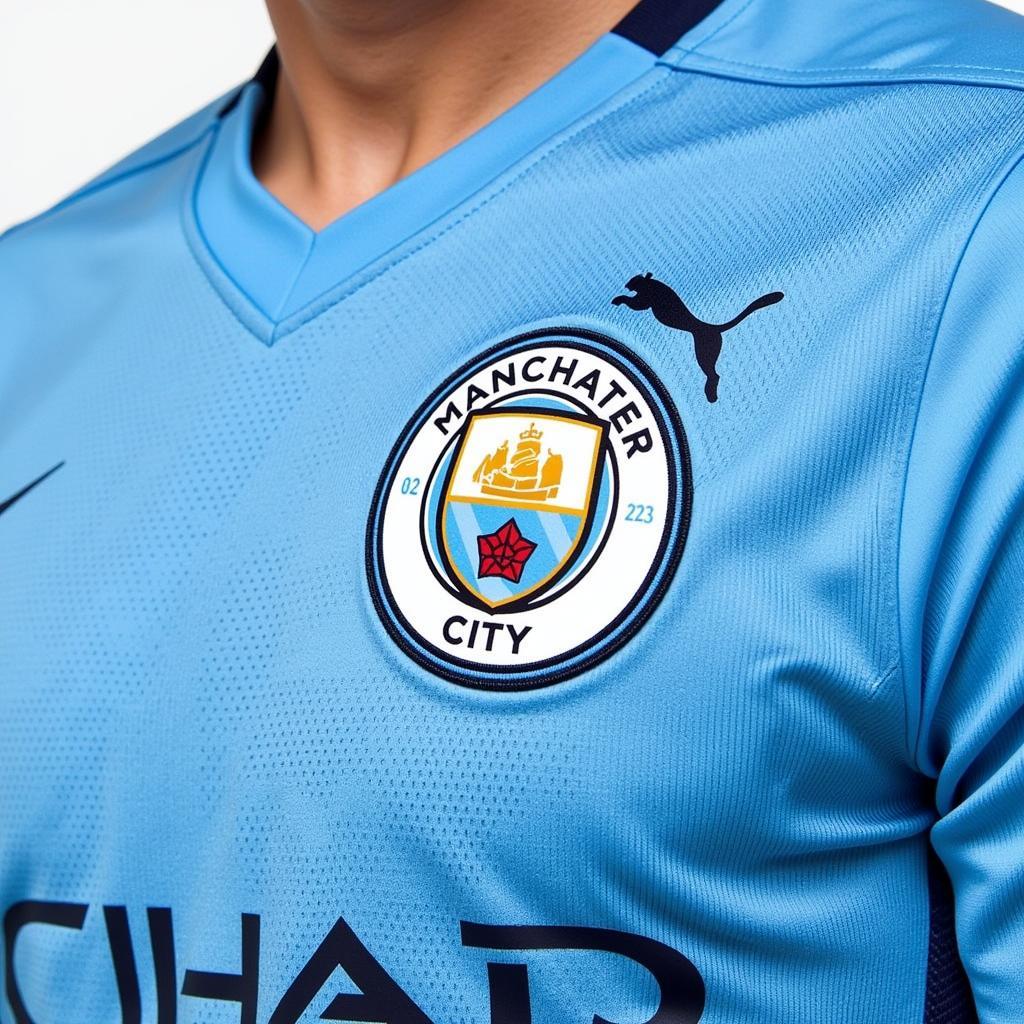 Close-up view of Haaland in the Man City third kit 22/23