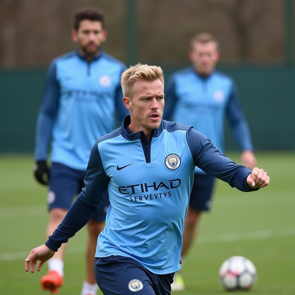 Haaland training with Man City