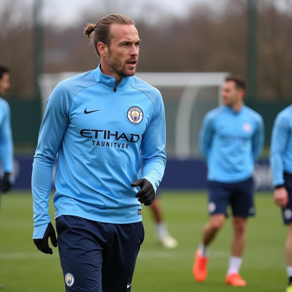 Erling Haaland training with his Manchester City teammates