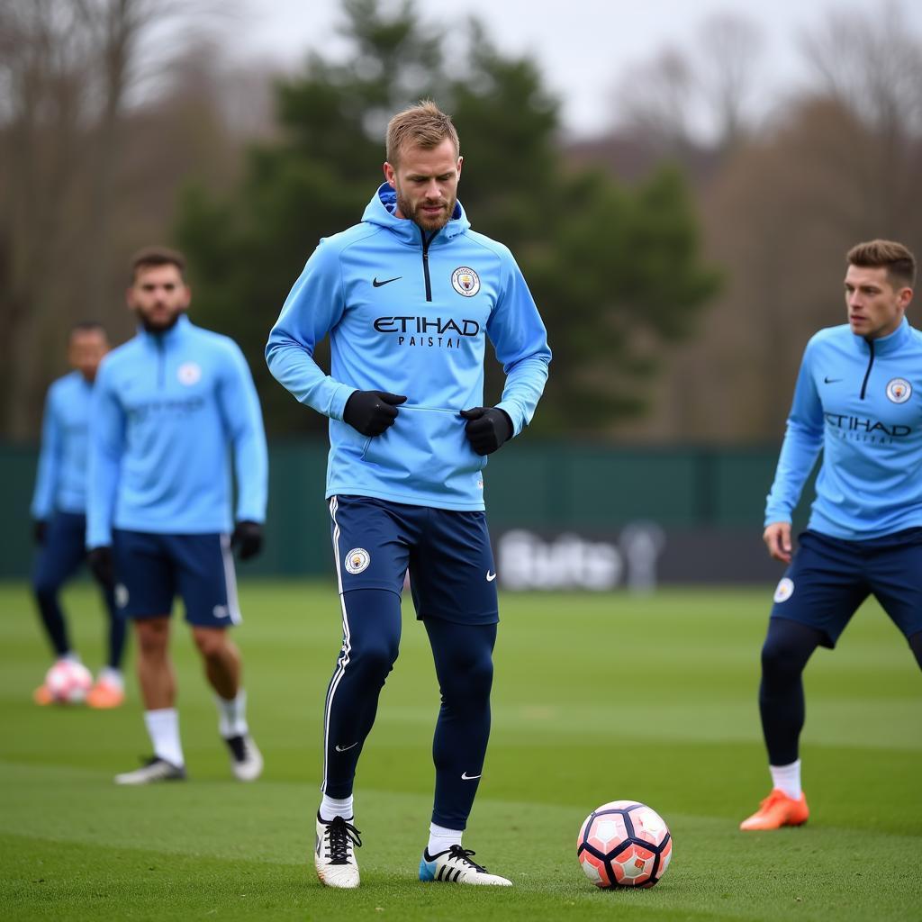 Haaland training with Man City teammates