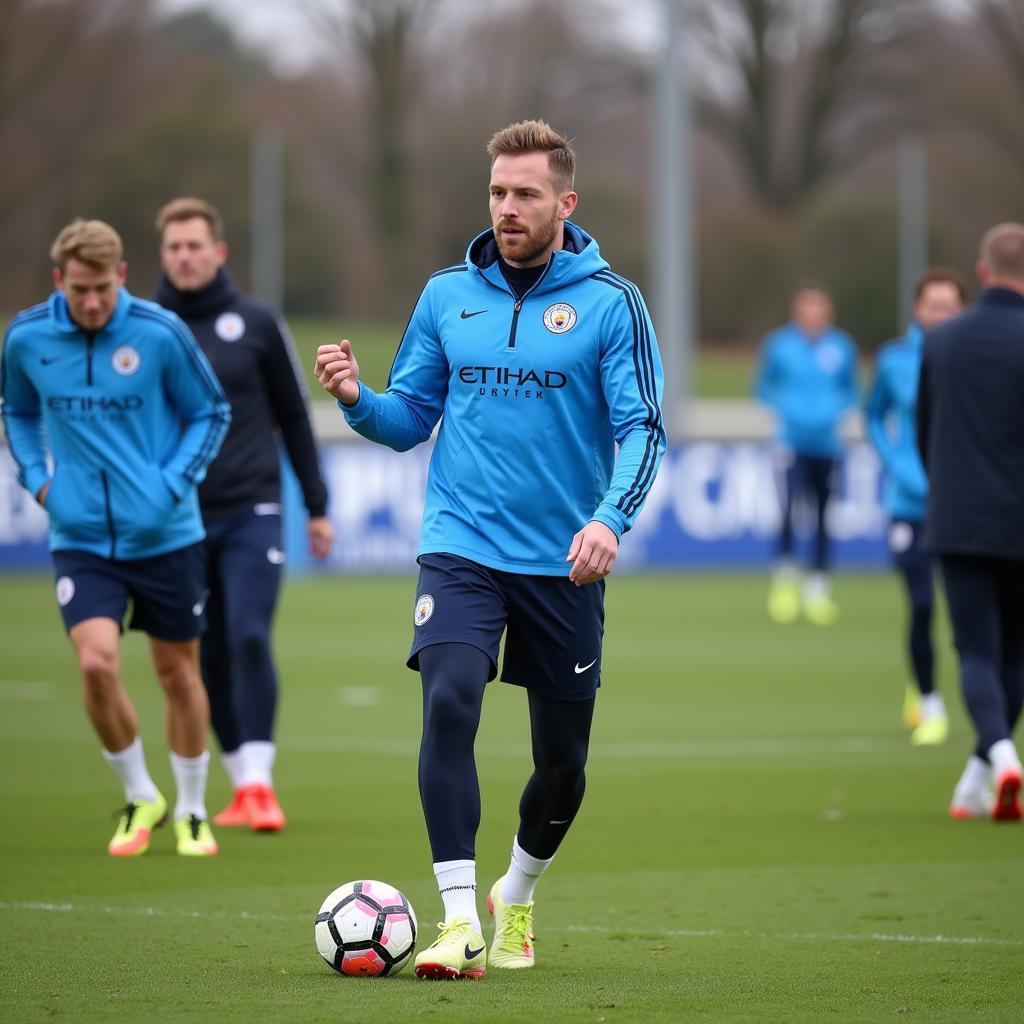 Haaland training with Man City teammates