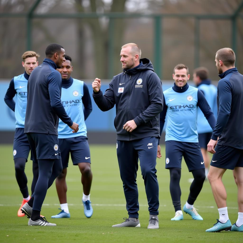 Erling Haaland trains with his Man City teammates.