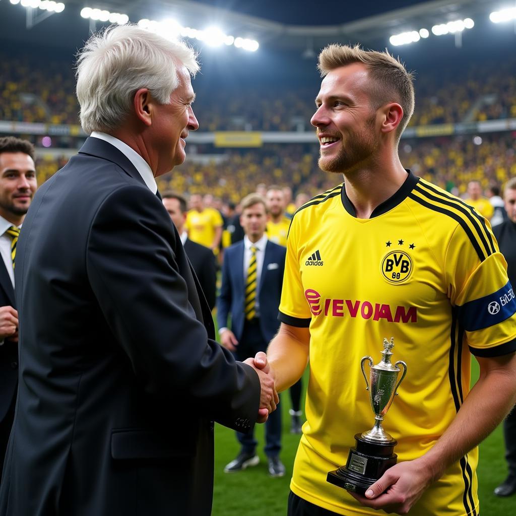 Haaland Receiving Man of the Match at Dortmund