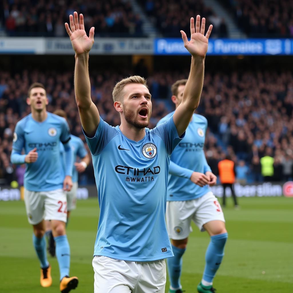 Haaland Celebrating a Goal for Manchester City