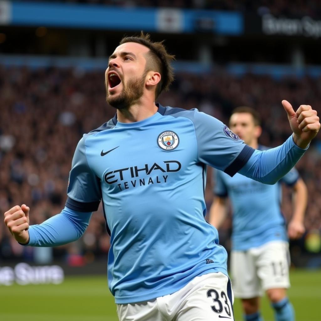 Erling Haaland celebrates a goal for Manchester City