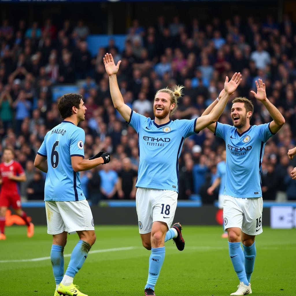 Erling Haaland Celebrating a Goal for Manchester City